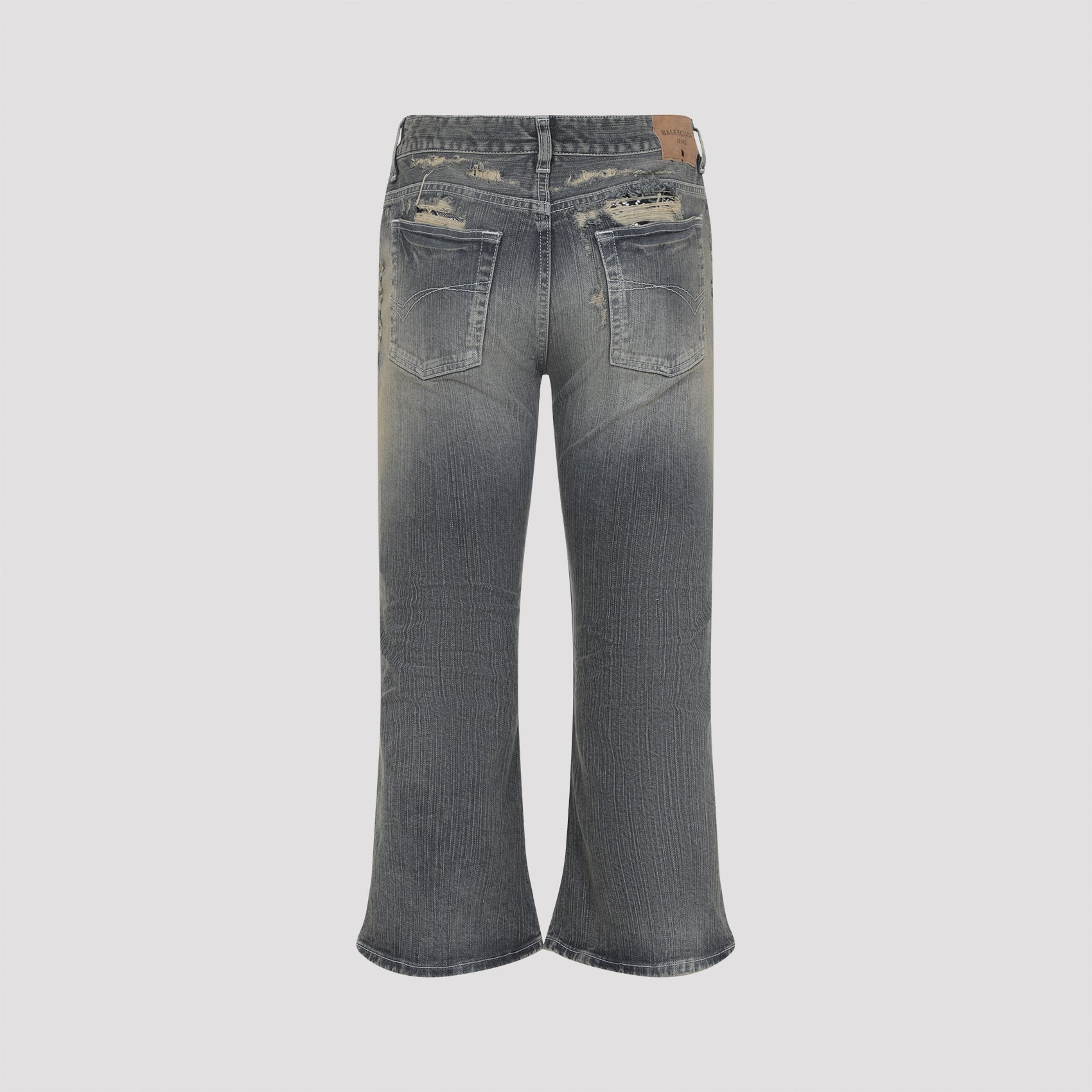 Wide-Leg Denim Jeans With Distressed Finish