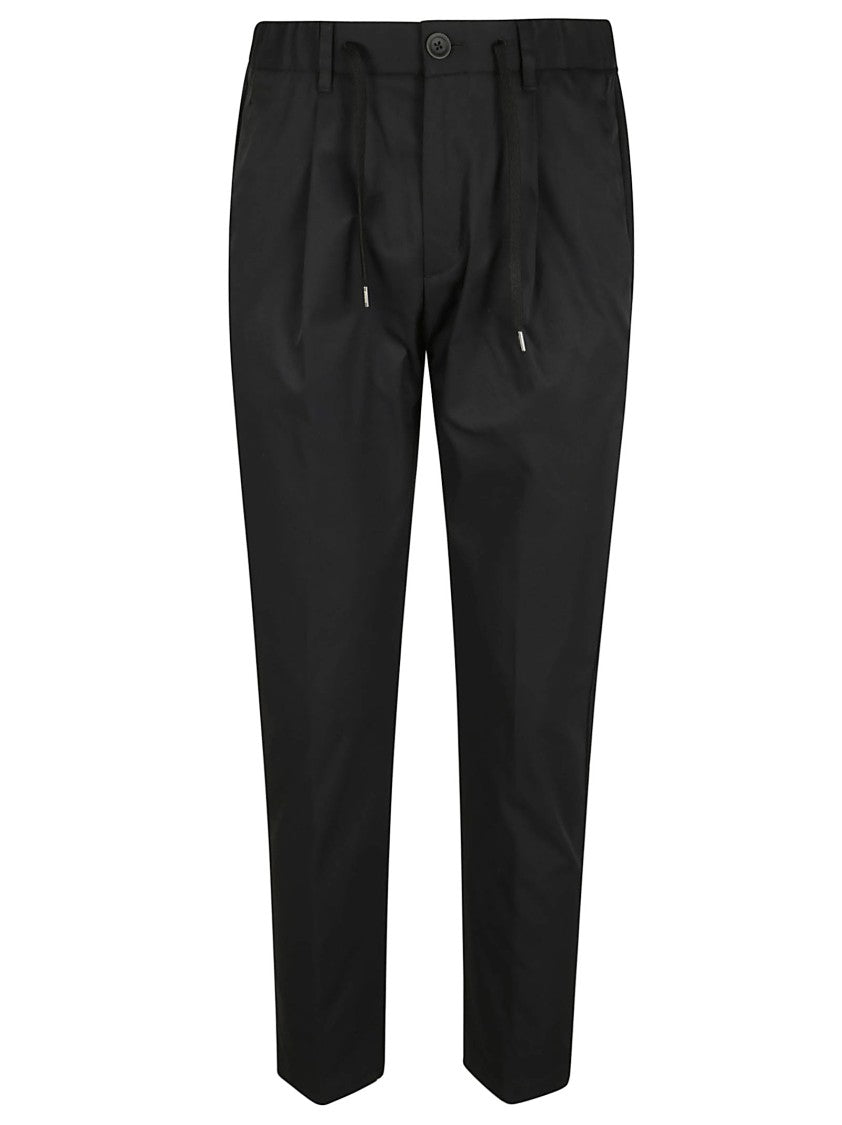 Mechanical Stretch Twill Trousers With Drawstring Waist And Vintage Finish