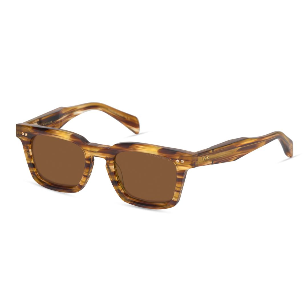 Monolix Bold Rectangular Tortoiseshell Sunglasses with Metallic Accents