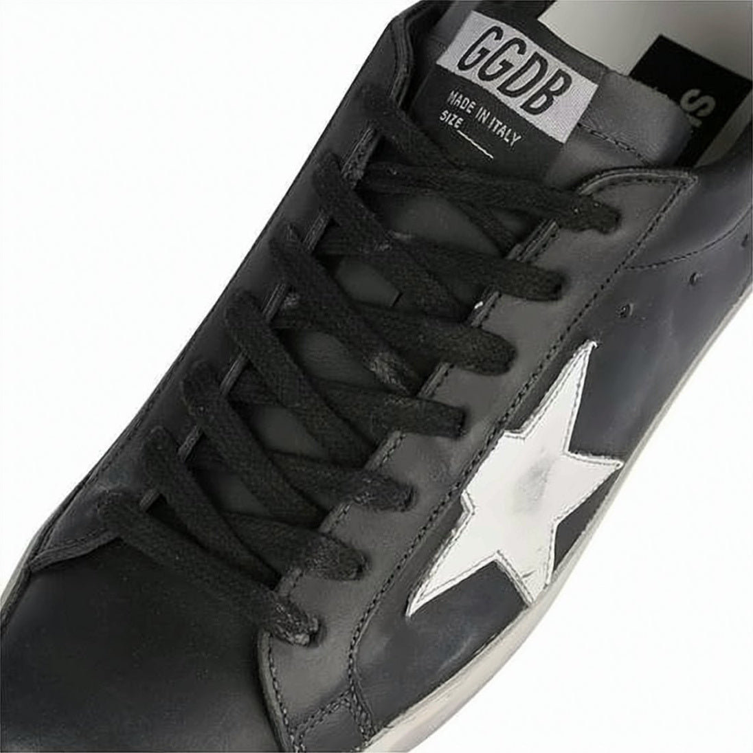 Distressed Black Leather Sneakers