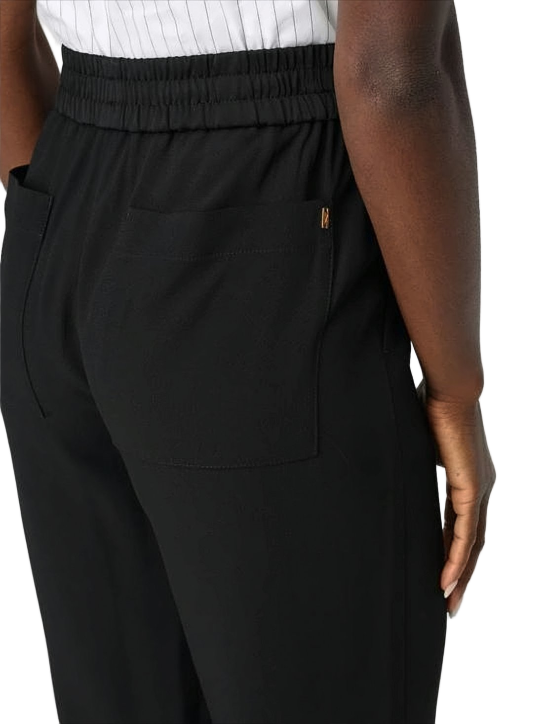 Wide-Leg Black Pants with Elastic Waistband