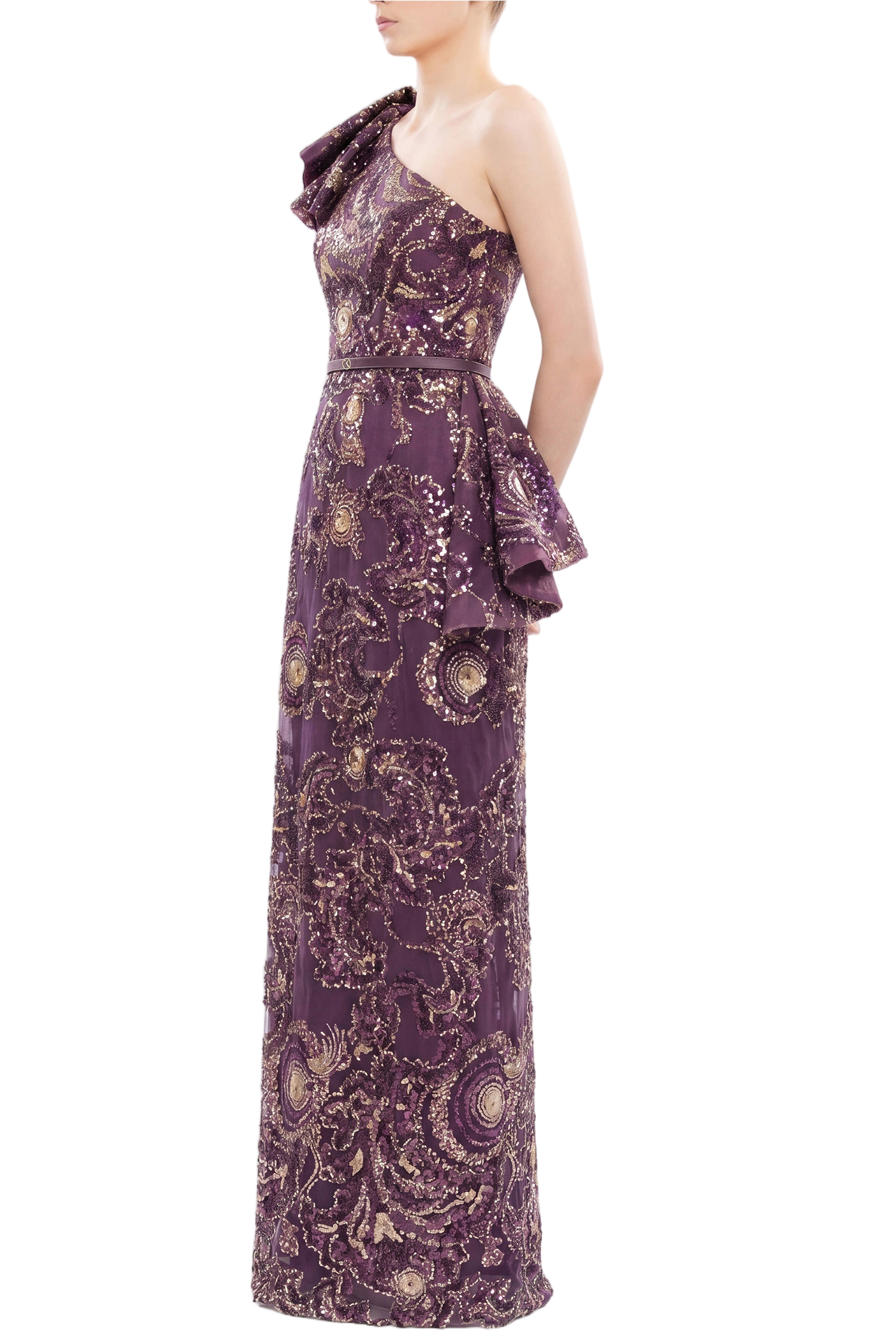 Ruffle Embroidered Long Dress