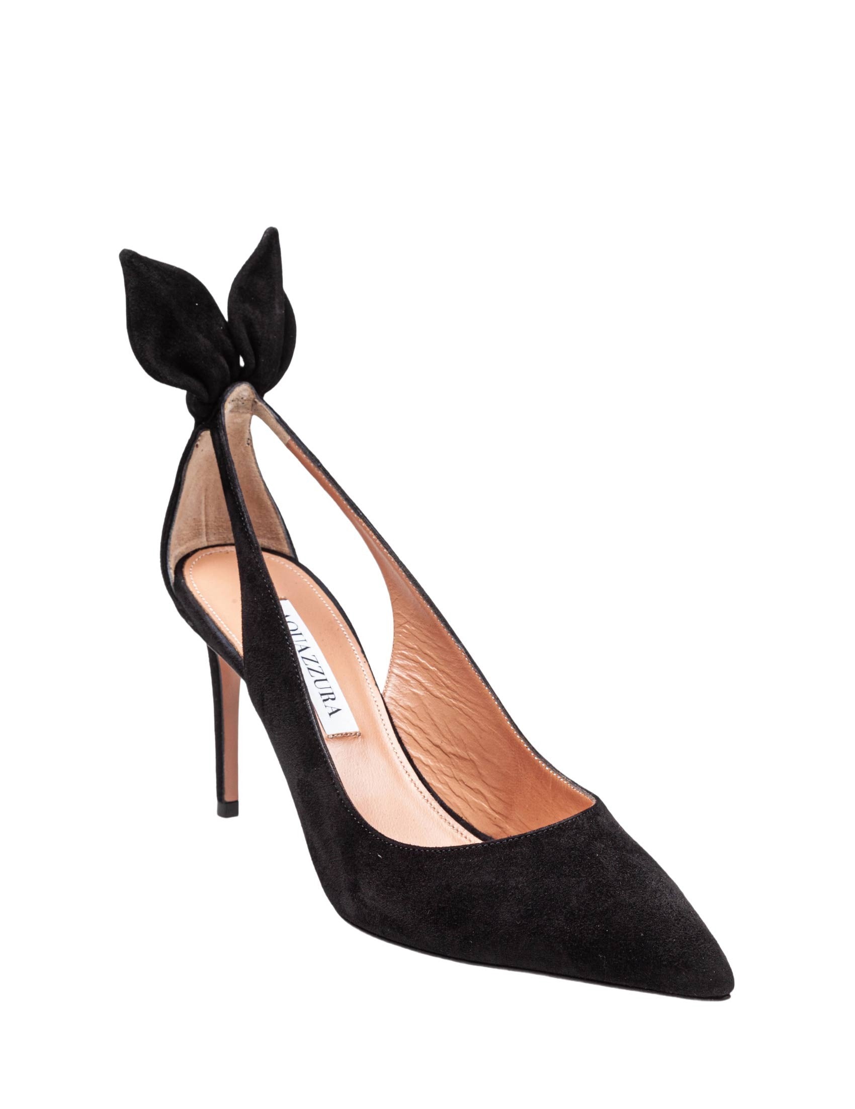 Black Suede Bow Tie 85 Pump