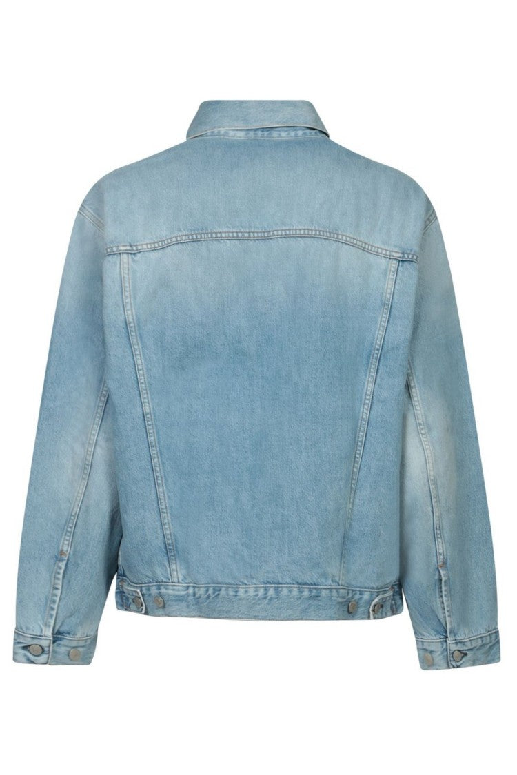 Light Wash Denim Jacket with Button-Up Front