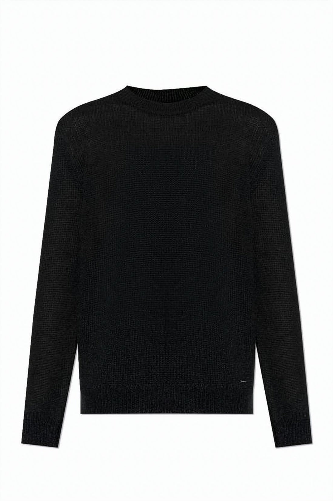 Minimalistic Long-Sleeve Sweater in Black Mohair Blend