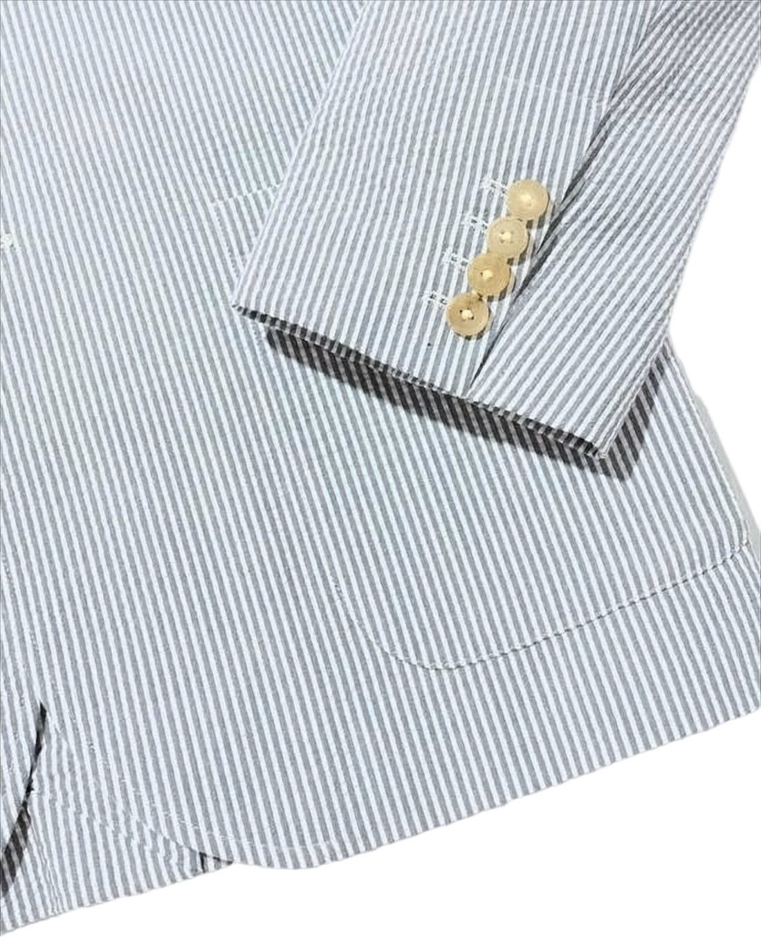 Tailored Seersucker Suit Jacket with Notched Lapel