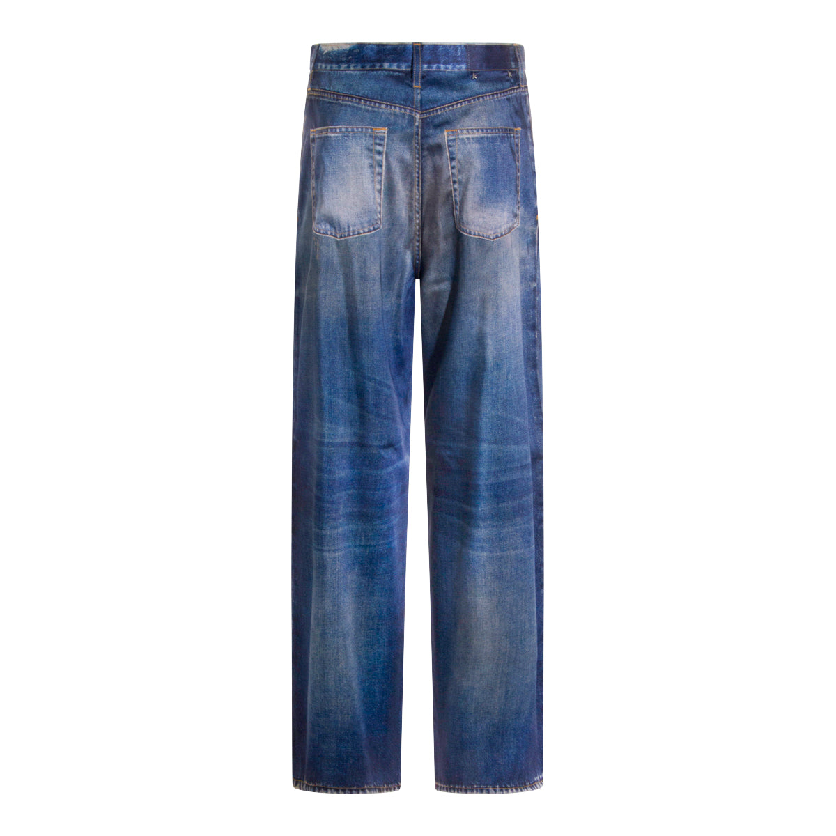 Mid-Rise Wide-Leg Jeans With Vintage Denim Print