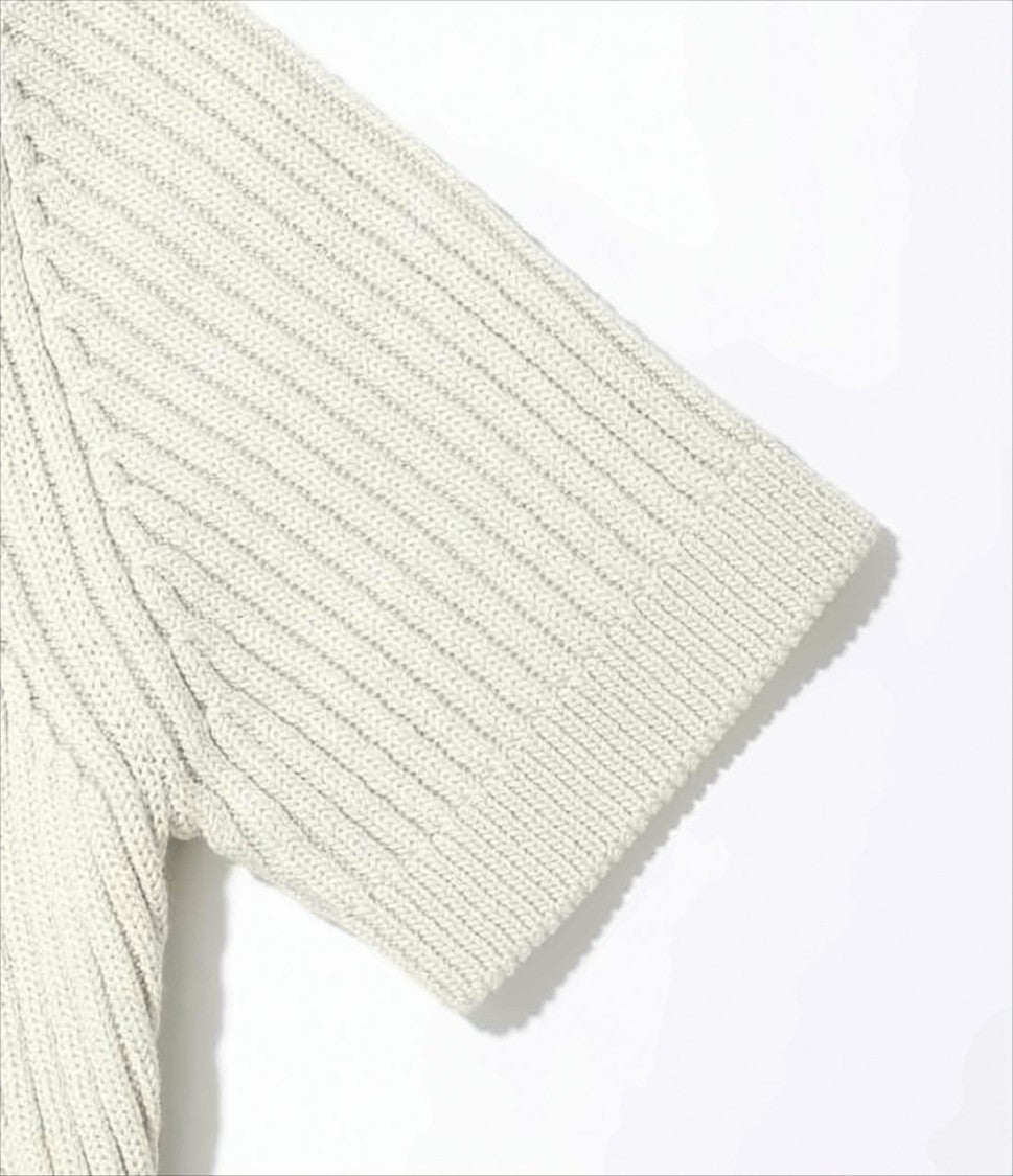 Ribbed Knit Sweater with Triangular Cut-Outs