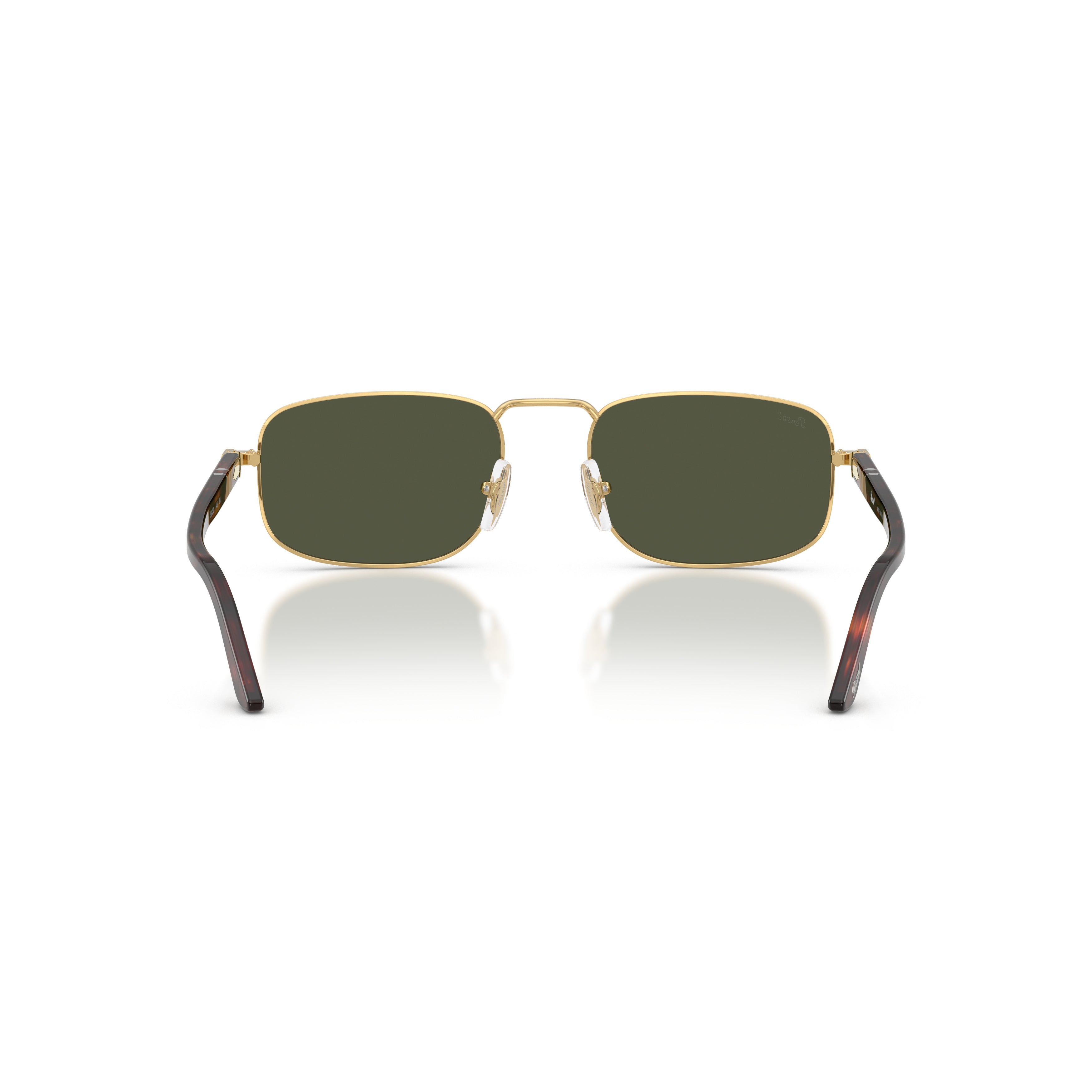 0po1027s Rectangular Metal Sunglasses with Tortoiseshell Temples