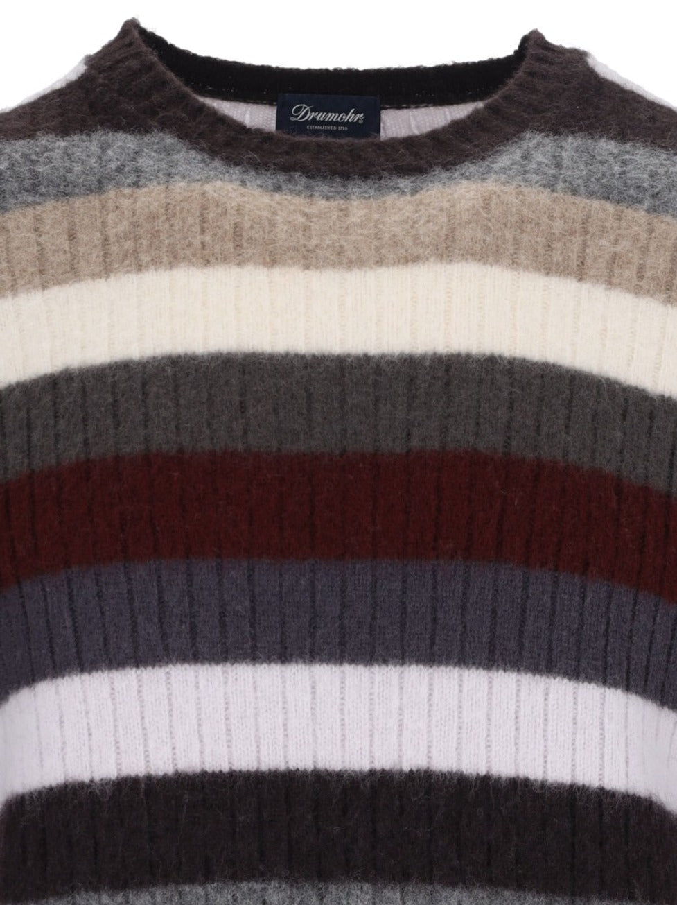 Striped Sweater In Multicolor Wool Ribbed Design Striped