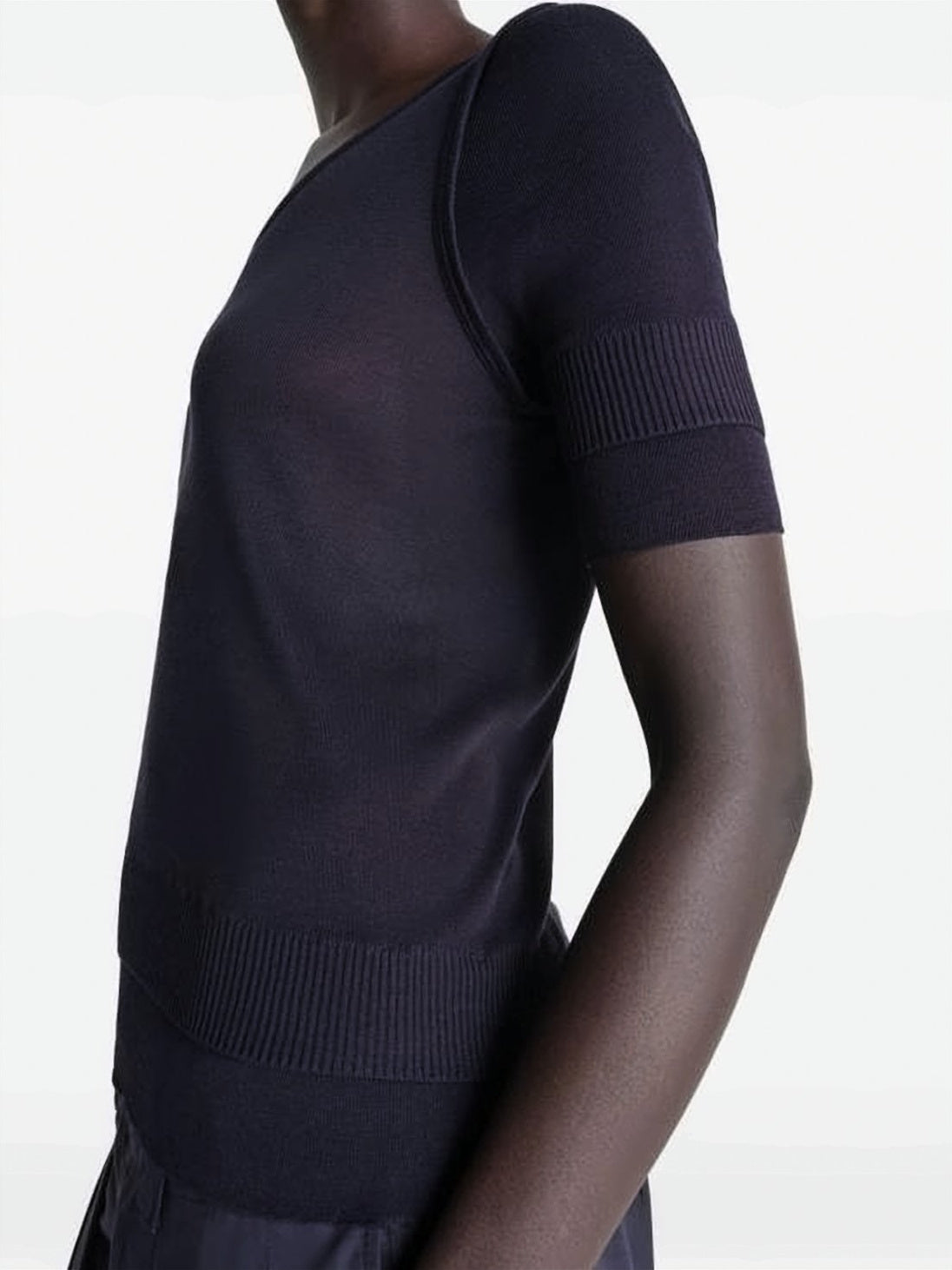 Fitted Short-Sleeve Top with Scoop Neckline