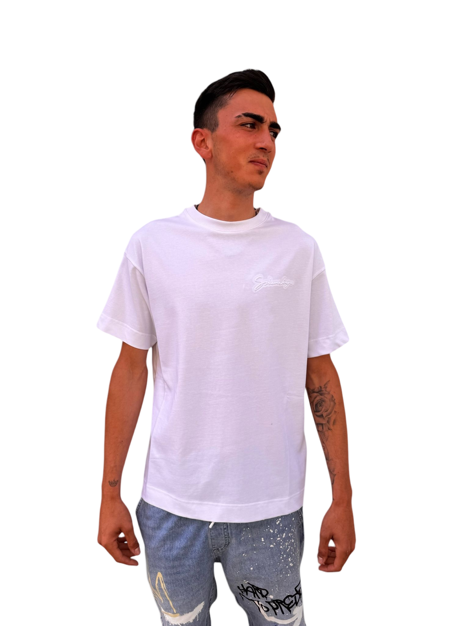 Contemporary White T-Shirt with Subtle Logo Embroidery