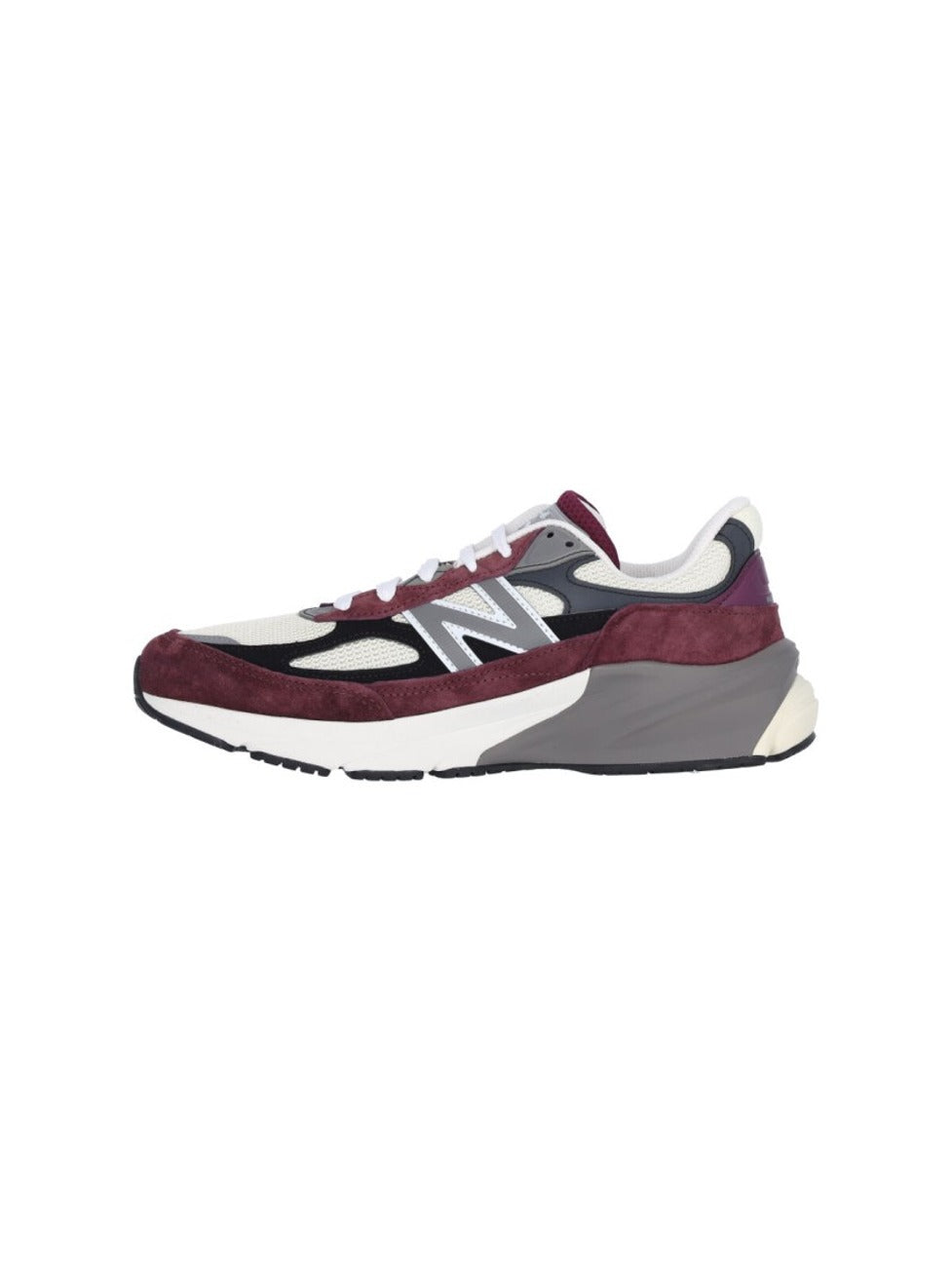 Bordeaux Suede And Mesh Sneakers With Iconic Logo
