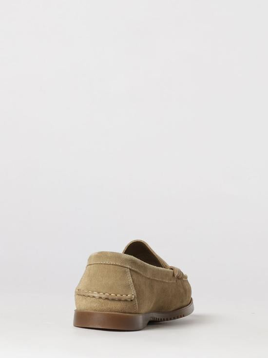 Suede Loafers With Penny Strap And Rubber Sole