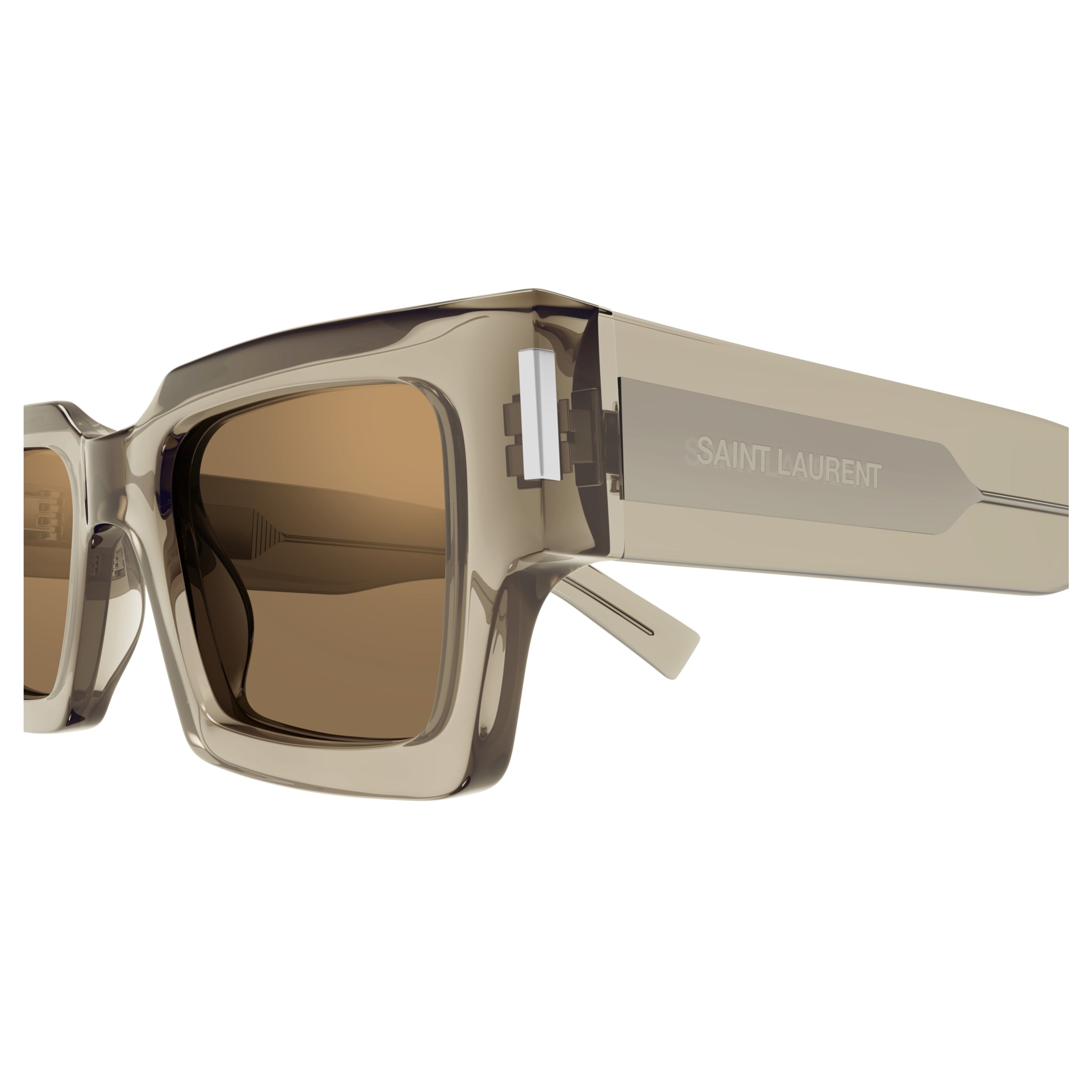 Rectangular Frame Sunglasses with Translucent Taupe Finish