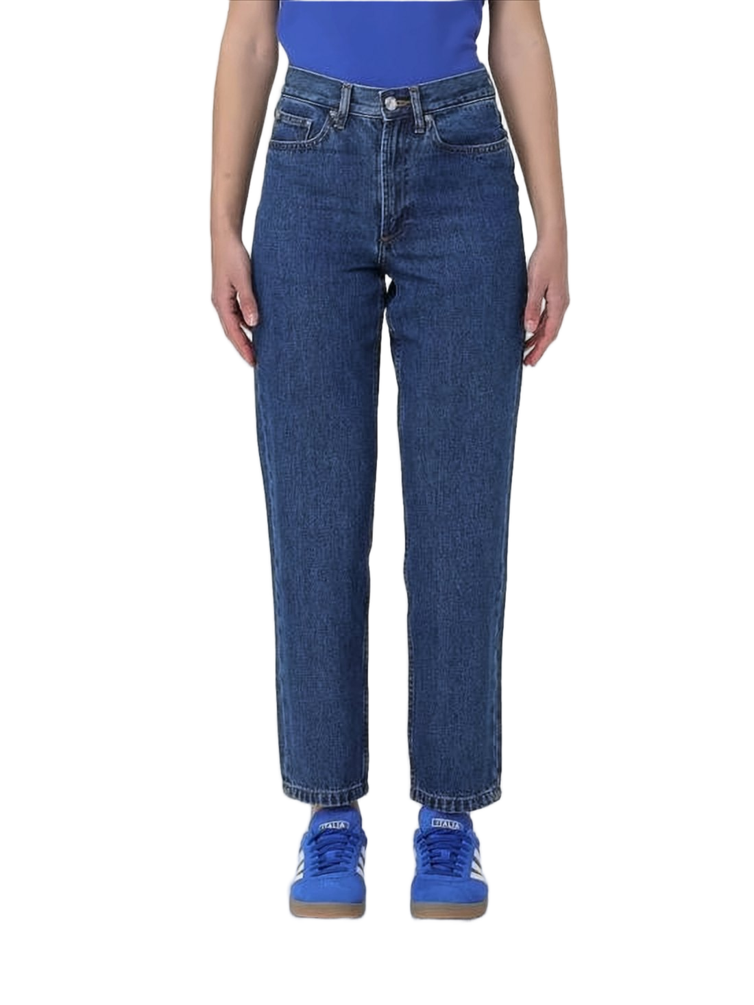 Straight-Leg Denim Pants with Five-Pocket Design