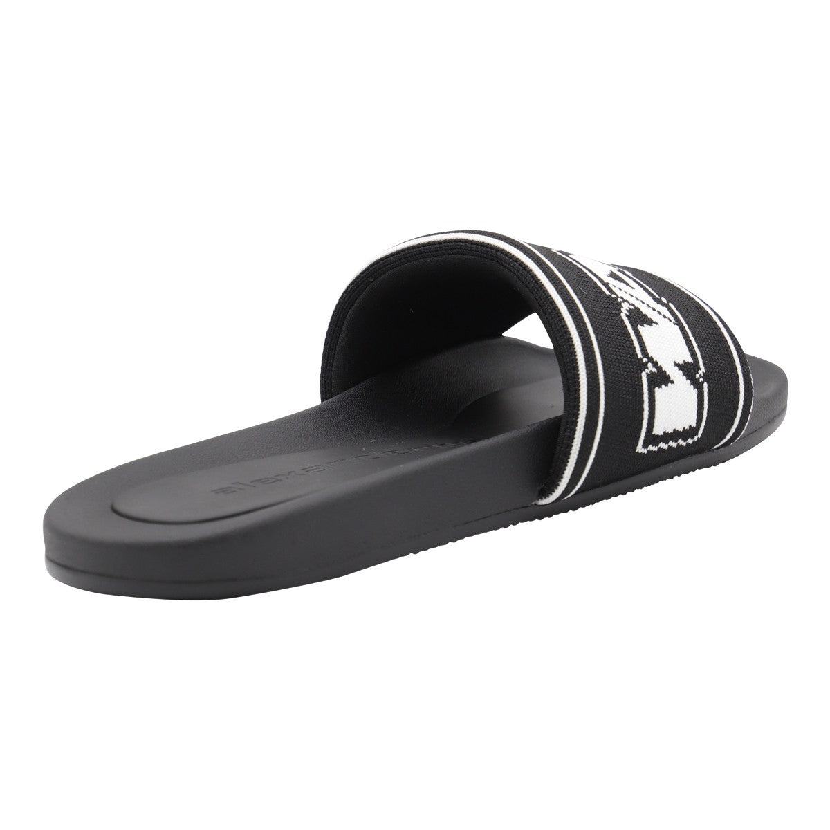 Black Slide Sandals with Bold Lettering