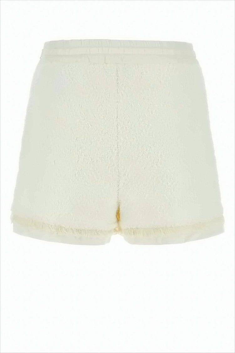 Textured Neutrals Shorts with Fringe Hem Detail