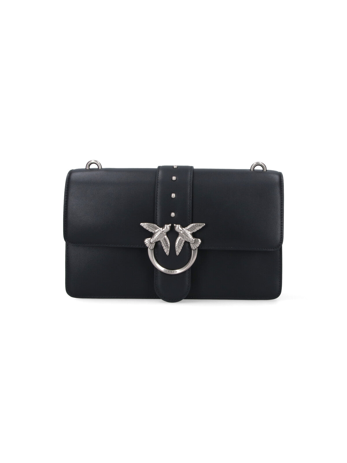 Structured Black Bag With Metallic Chain Strap
