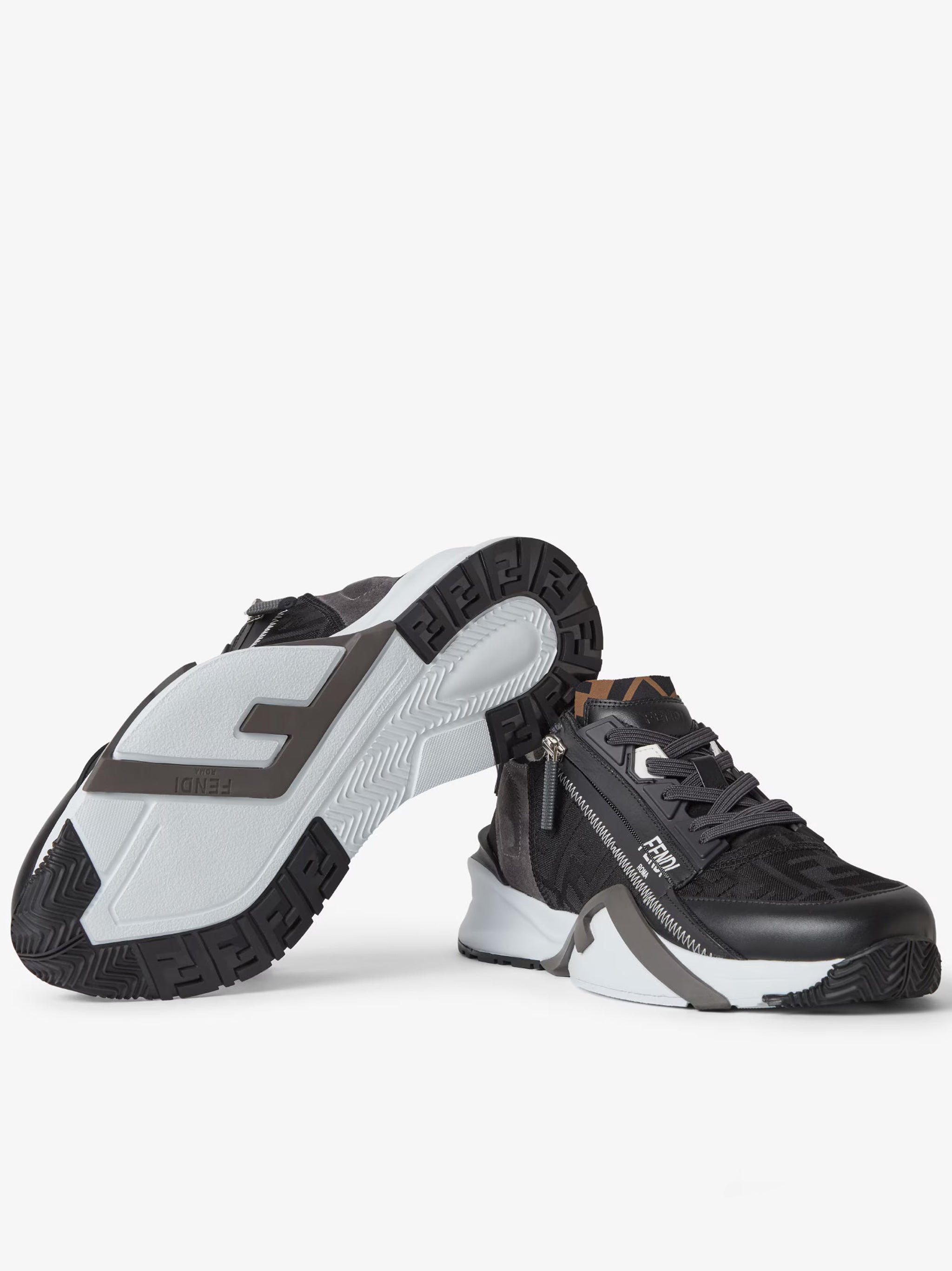 Flow Black/Grey Low-Profile Side-Zip Sneakers
