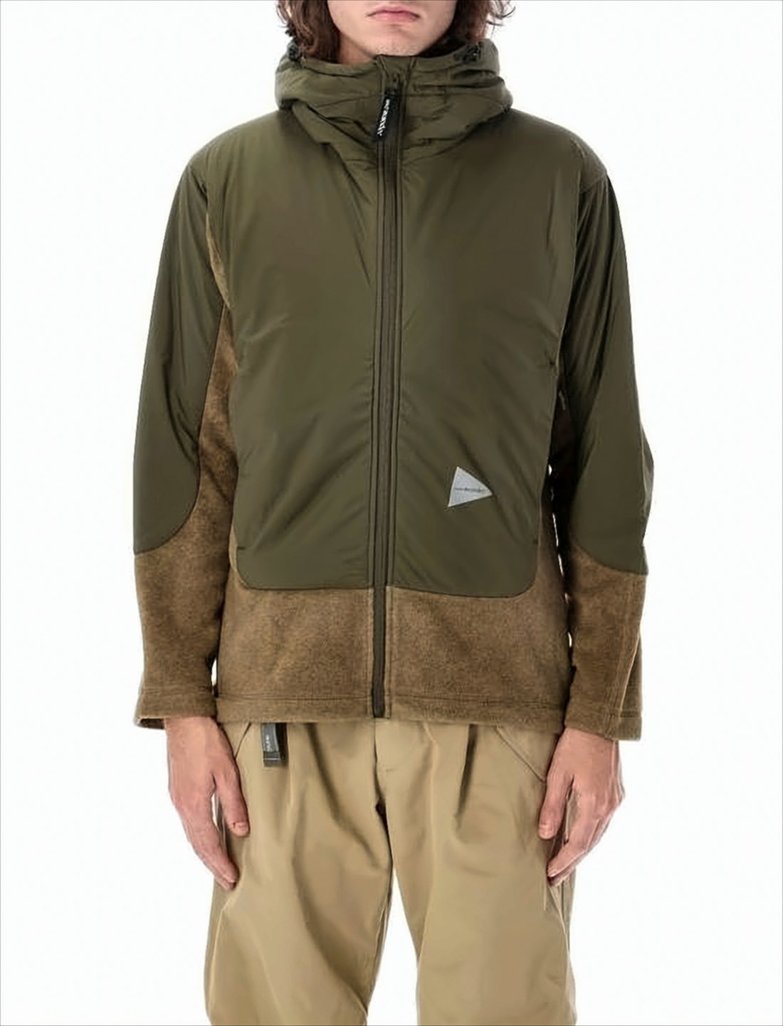 Two-Tone Textured Jacket With Hood And Logo