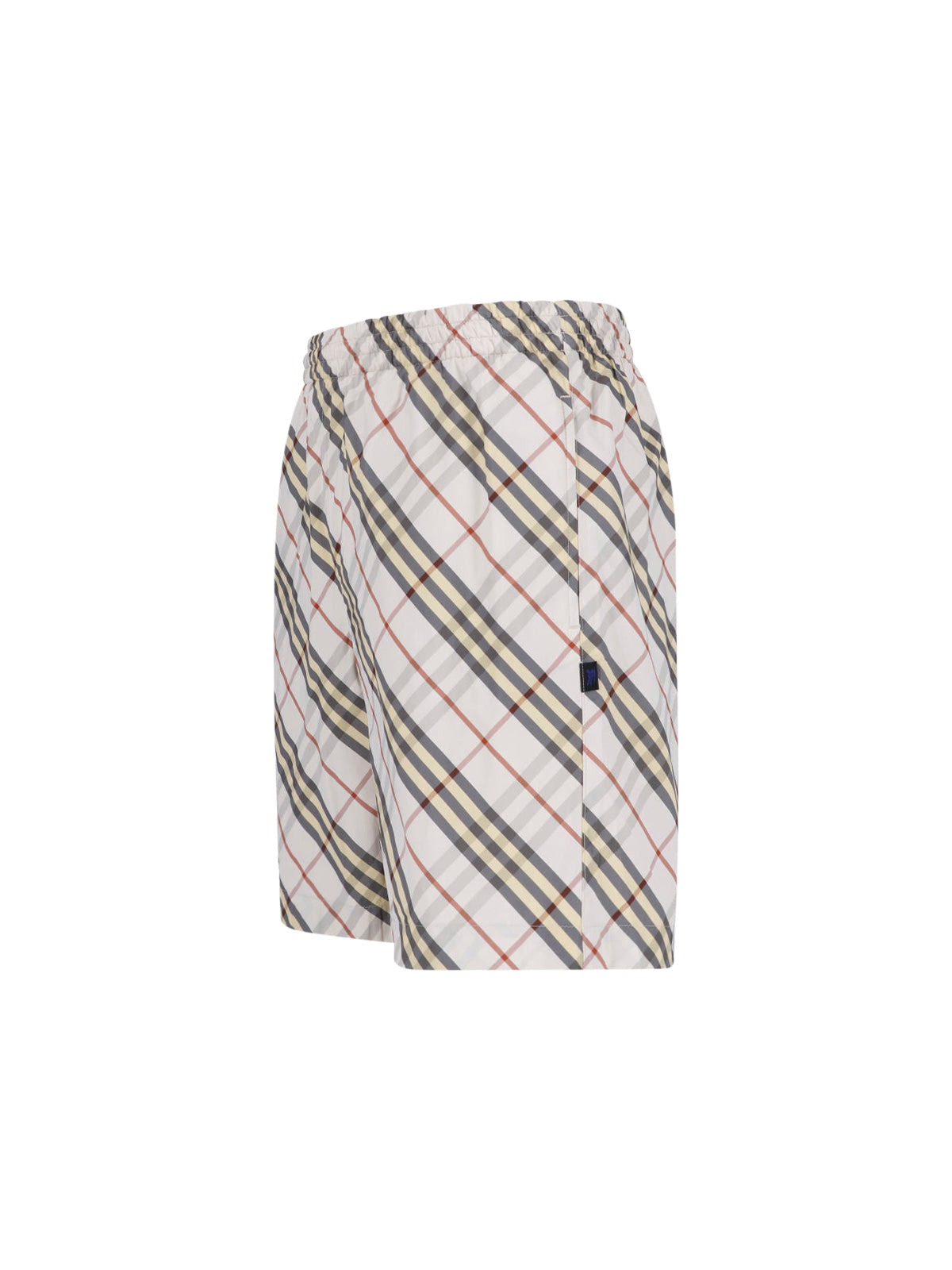 Beige Check Relaxed Drawstring Shorts