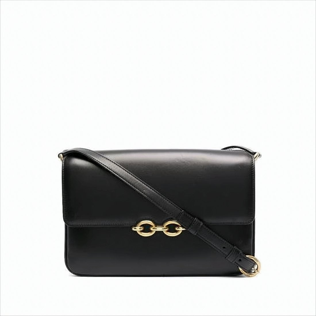 Structured Black Calf Leather Shoulder Bag