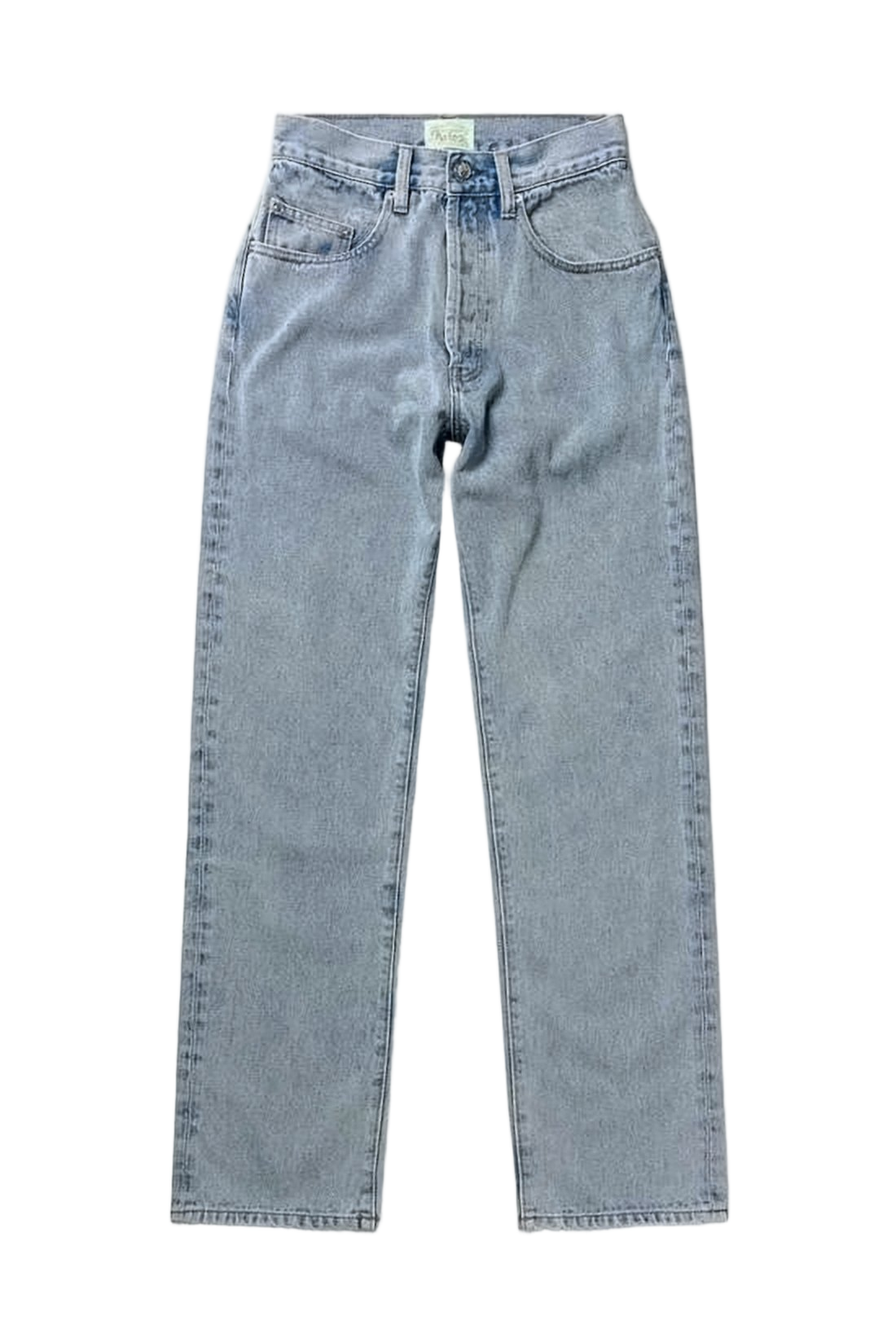 Mid-Rise Straight-Leg Denim Pants with Traditional Five-Pocket Design