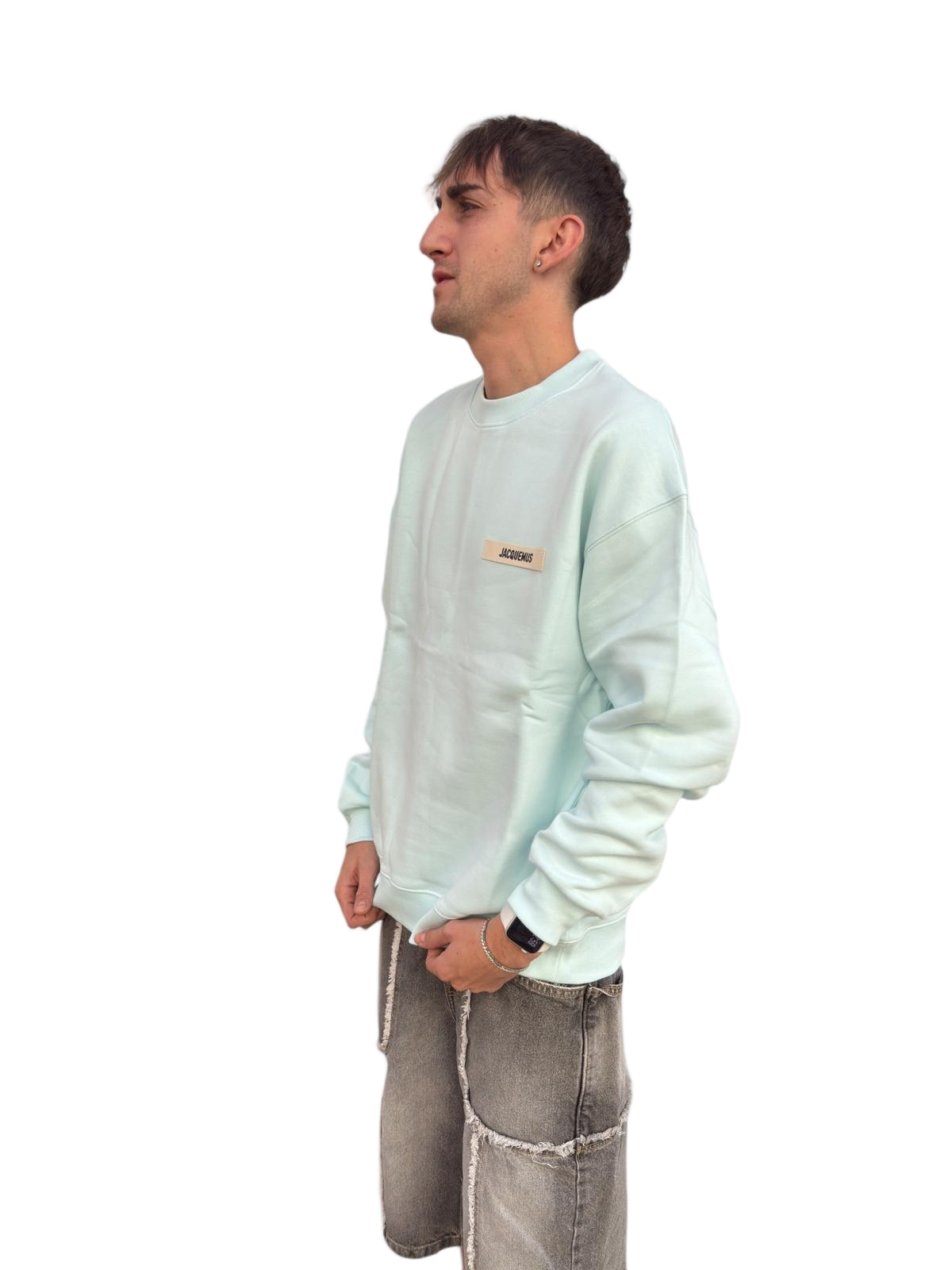 Organic Cotton Fleece Sweatshirt with Gros-Grain Logo