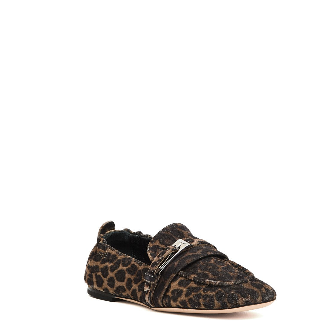 Calf Leather Loafer With Leopard Print And Decorative Buckle