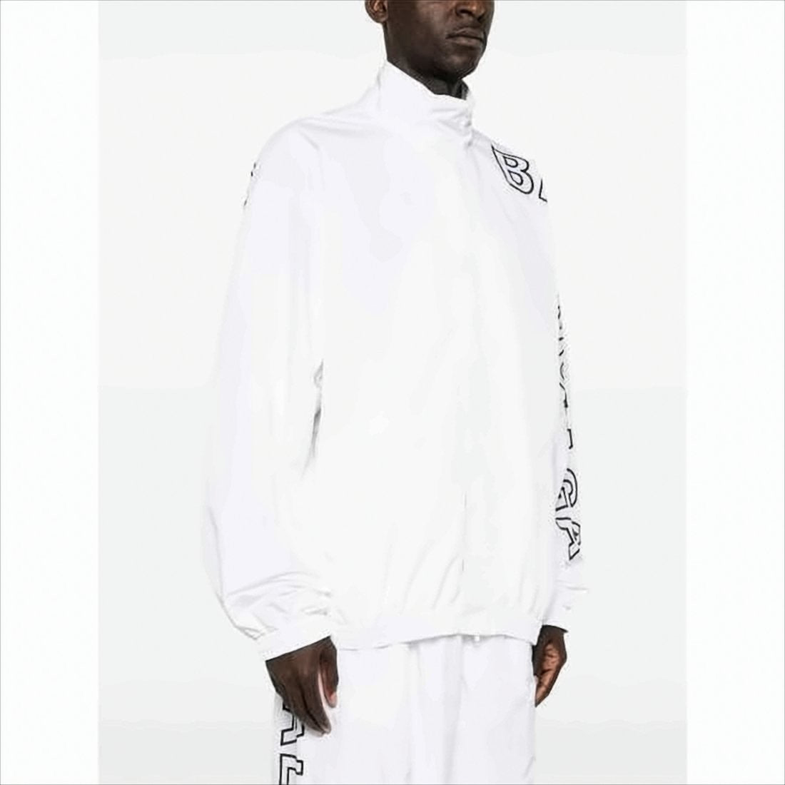 Lightweight White Jacket with High Collar