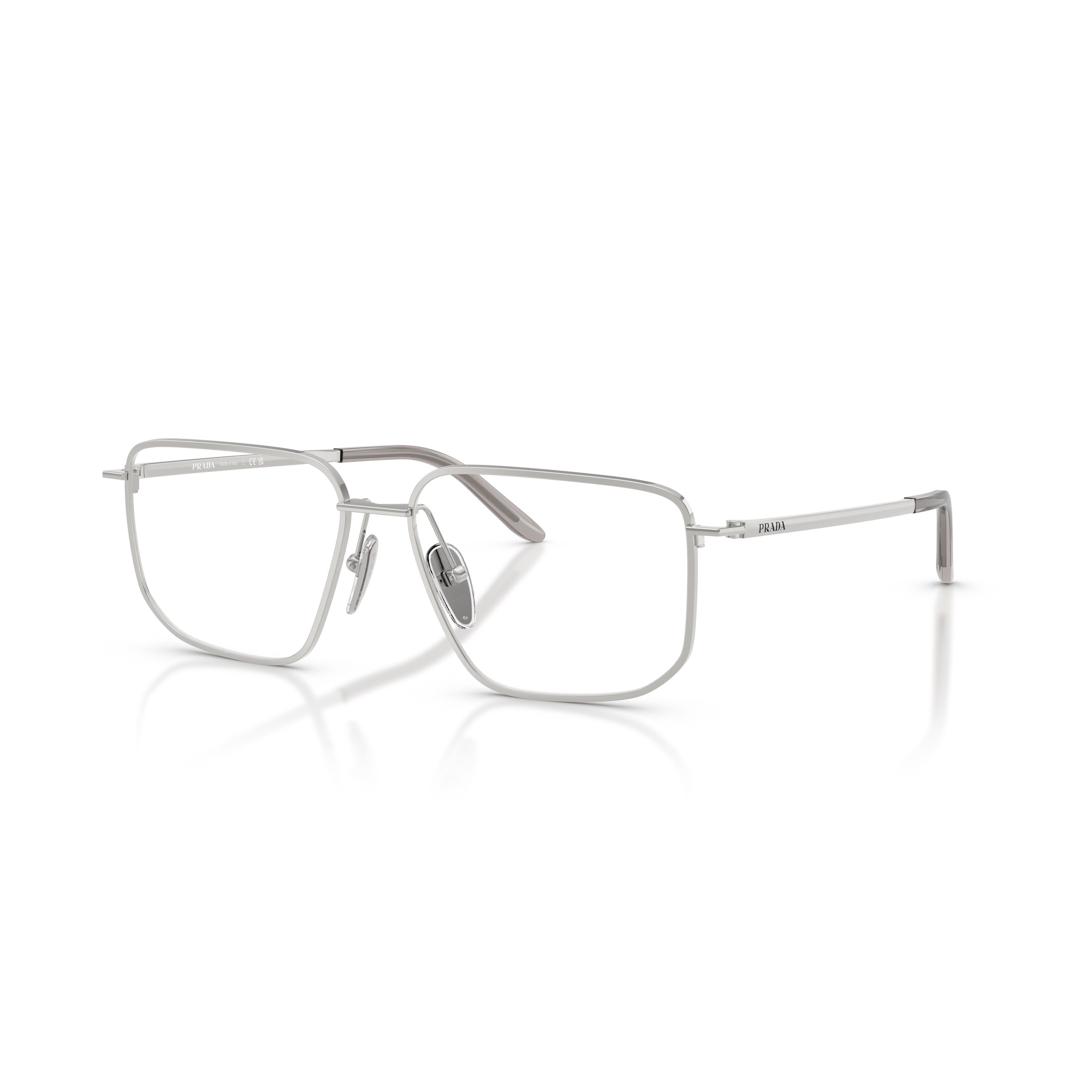0pr C52v Rectangular Silver Metal Frame Eyeglasses