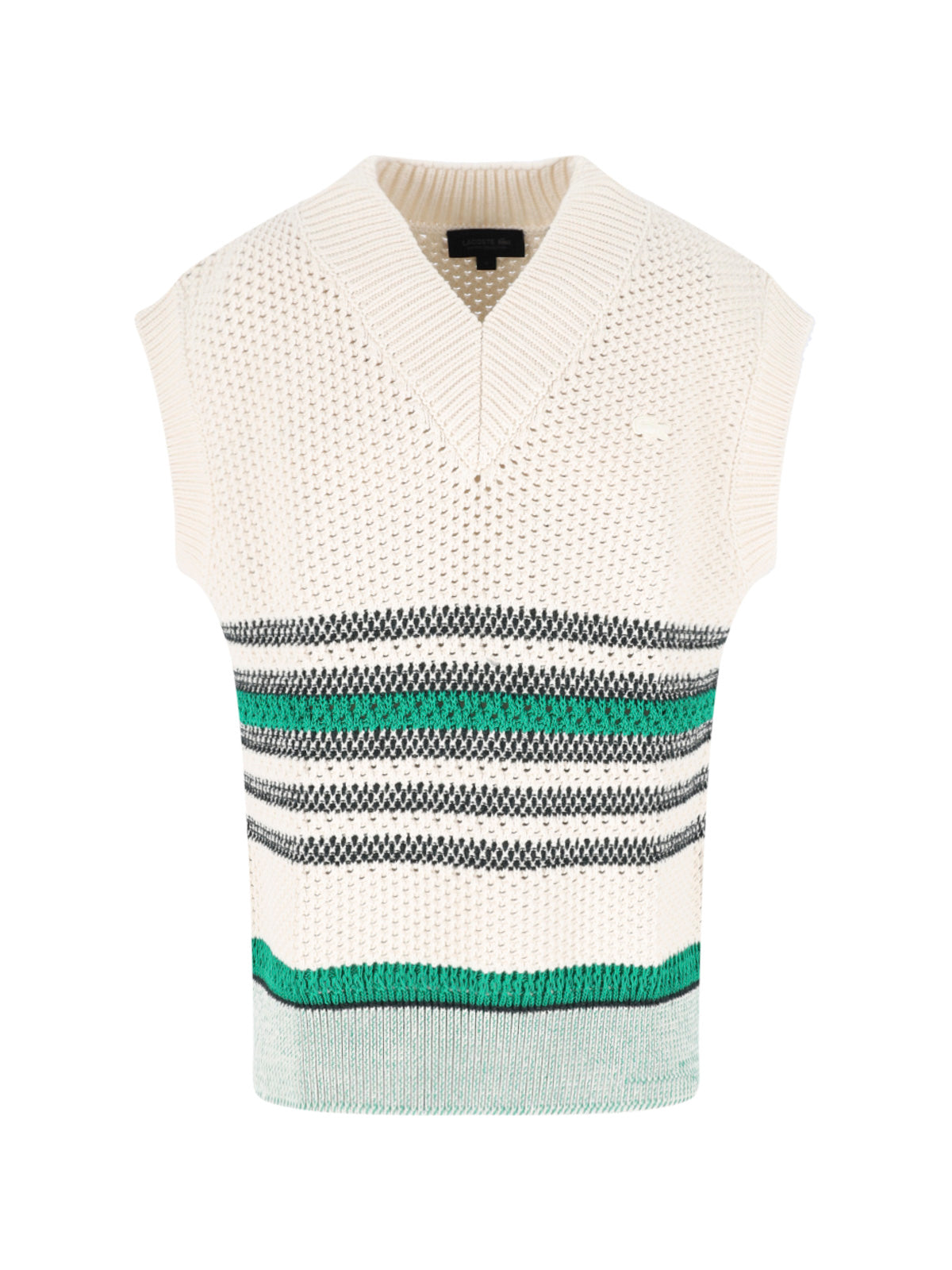 Multicolor Striped Piquet Cotton Blend Vest