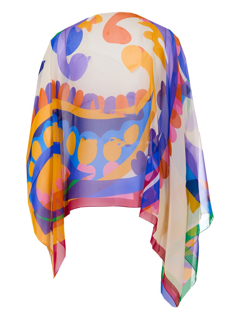 Asymmetrical Silk Jacket With Multicolor Paisley Print