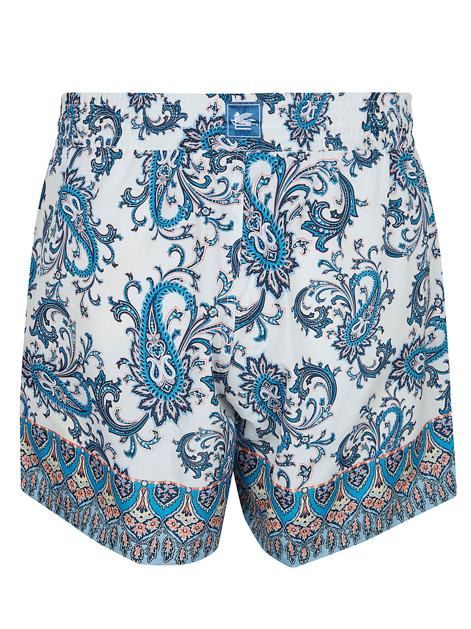 Technical Fabric Elastic Waist Floral-Paisley Swim Shorts