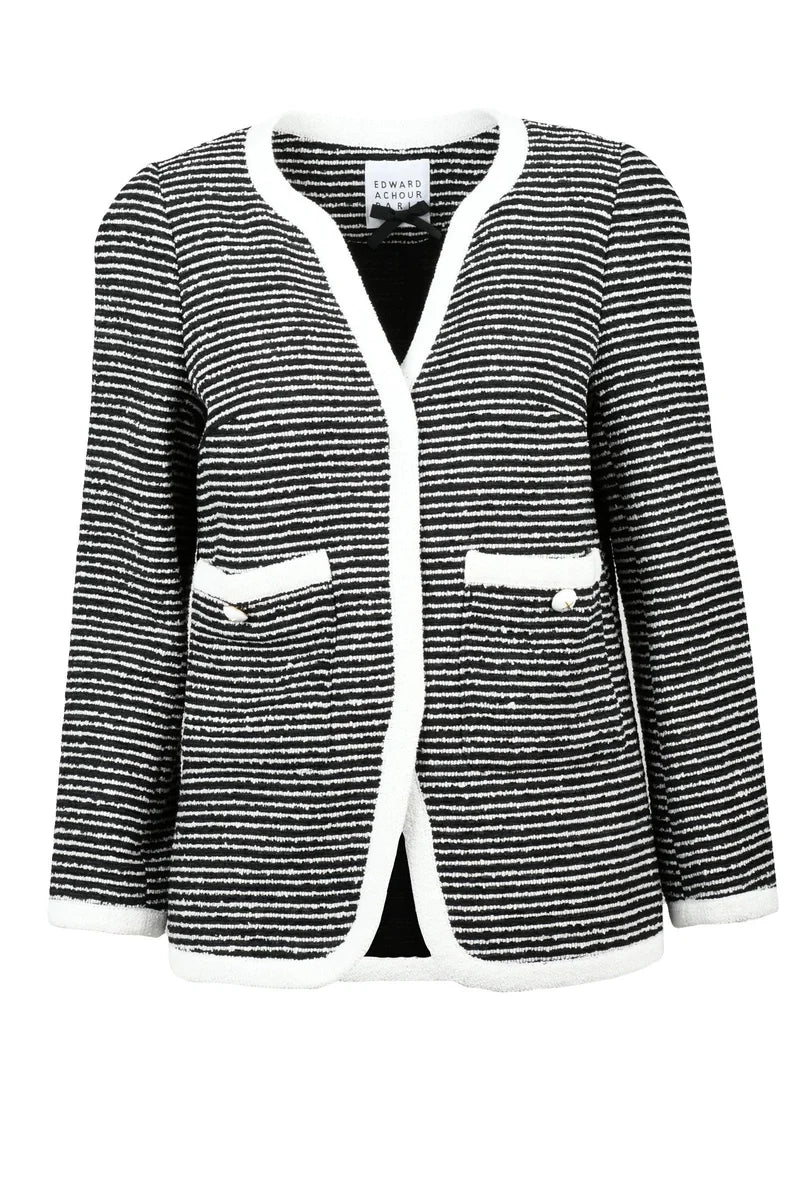 Blazer Jacket Wool Polyester - Black/White