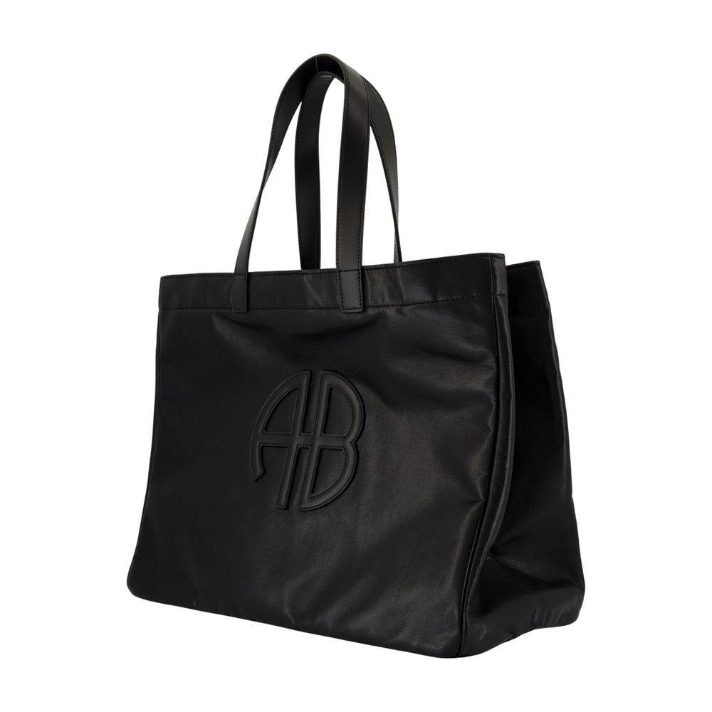 Large Rectangular Black Calfskin Shopping Bag