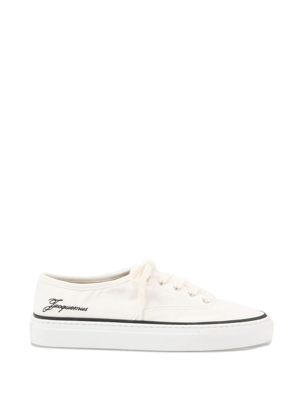 Beige White Lace-Up Cotton Sneakers