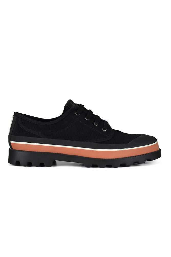 Perforated Black Canvas Lace-Up Shoes