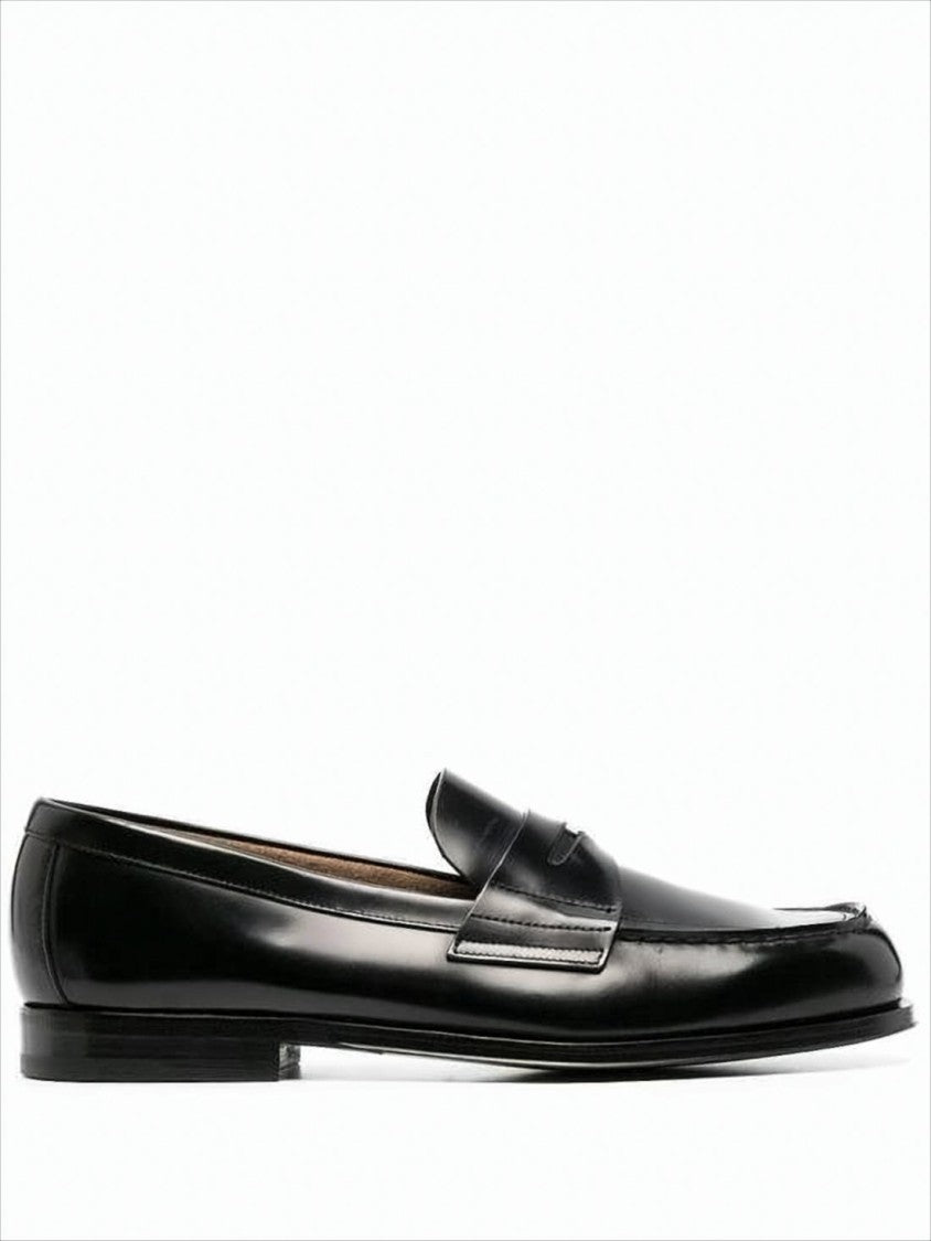 Polished Black Leather Loafers