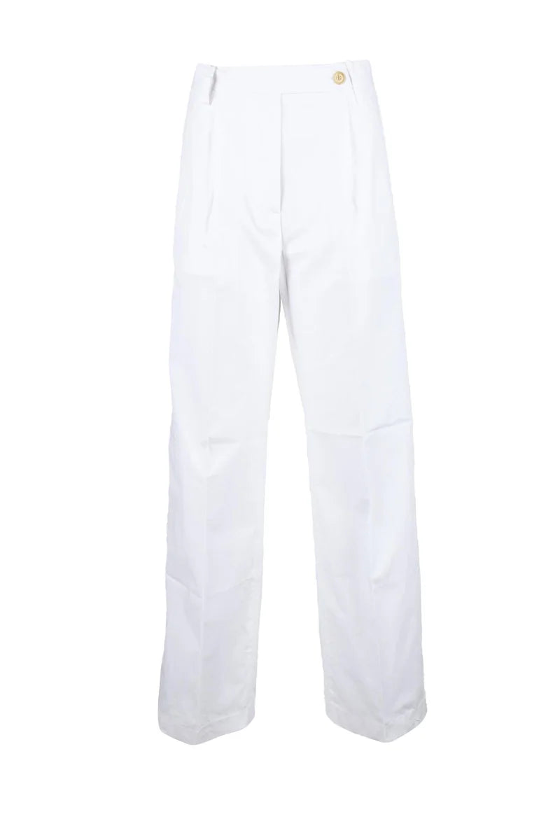 High-Waisted White Trousers