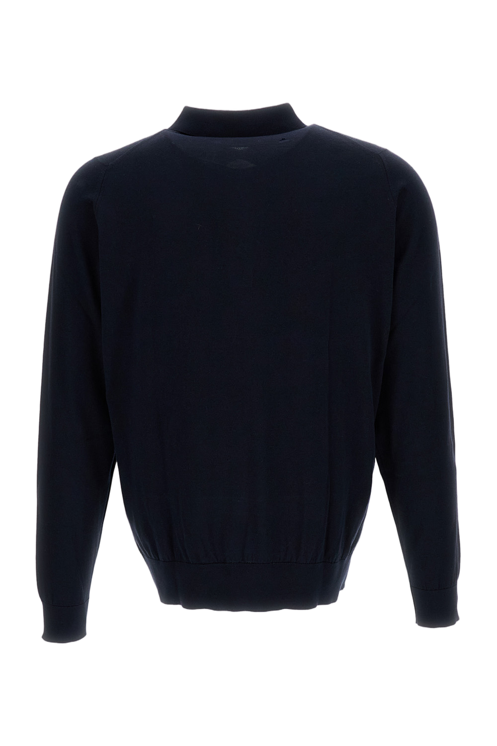 Blue Long-Sleeve Cotton Polo