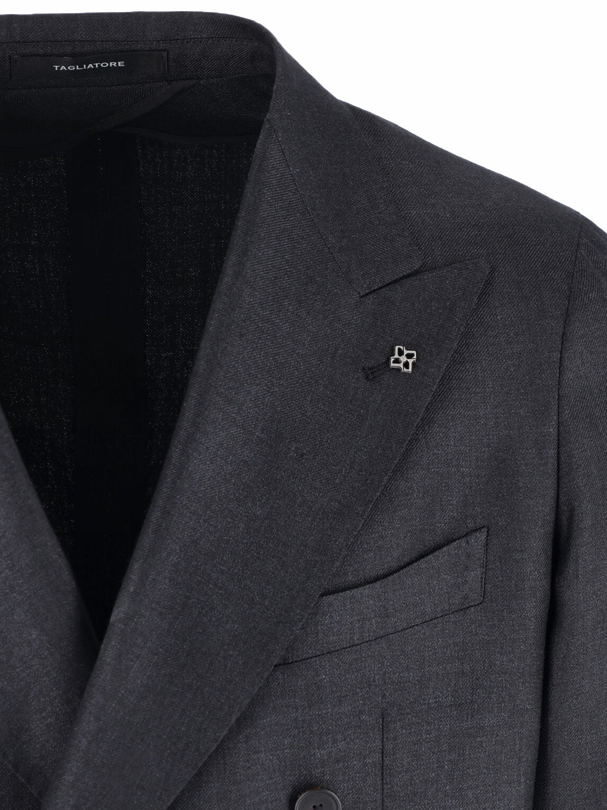 Blue Structured Double-Breasted Notch Lapel Jacket