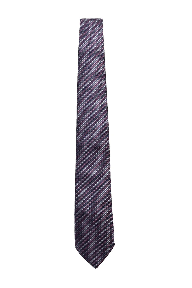 Patterned Silk Tie - Blue/Fuchsia