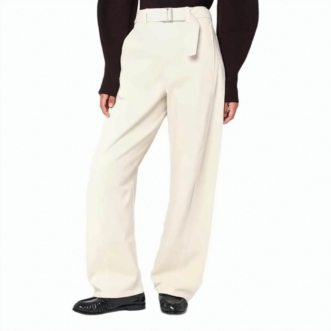 Twisted Belt High-Waist Pants