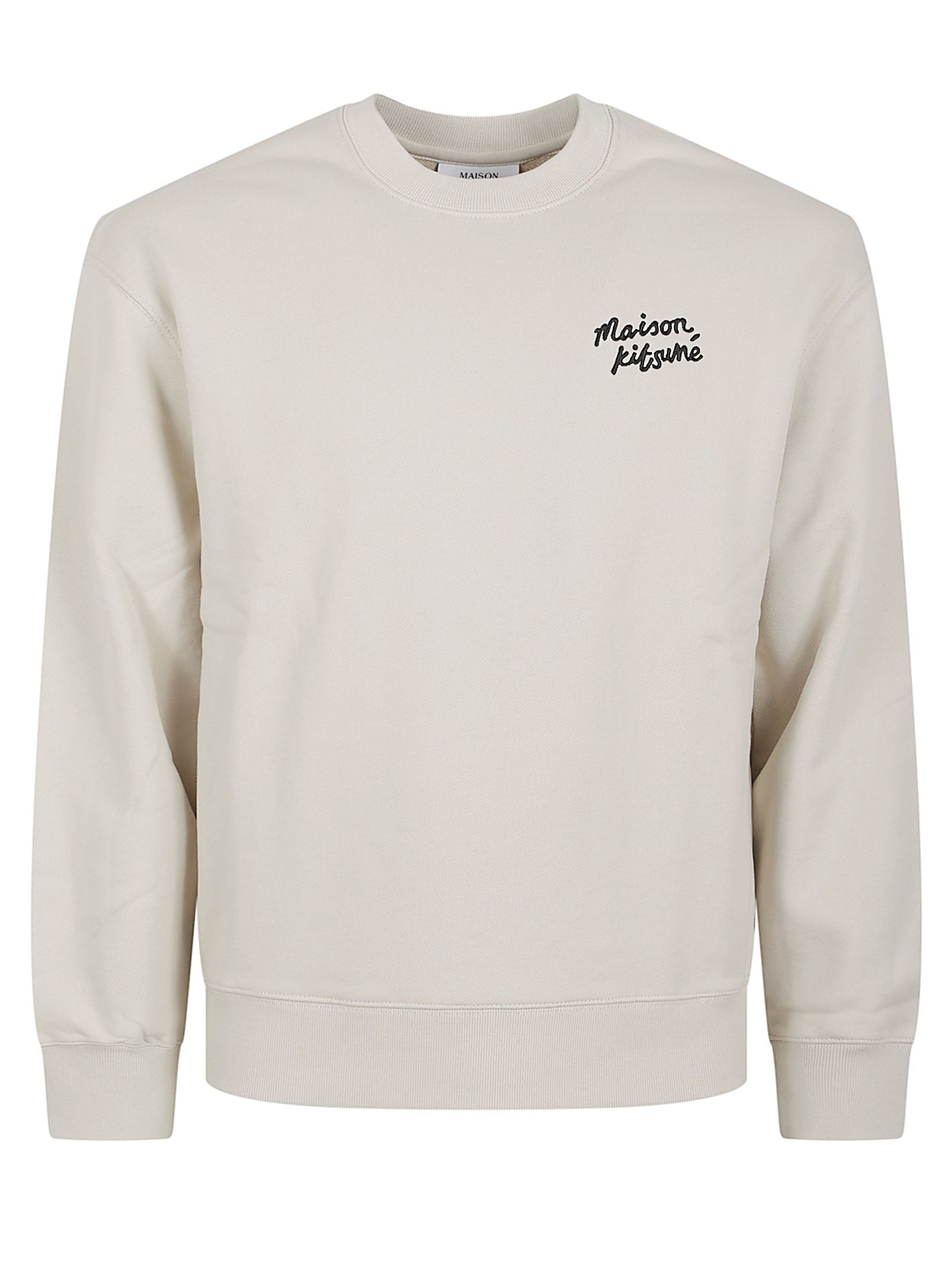 Minimalist Crew Neck Cotton Sweater with Embroidered Logo