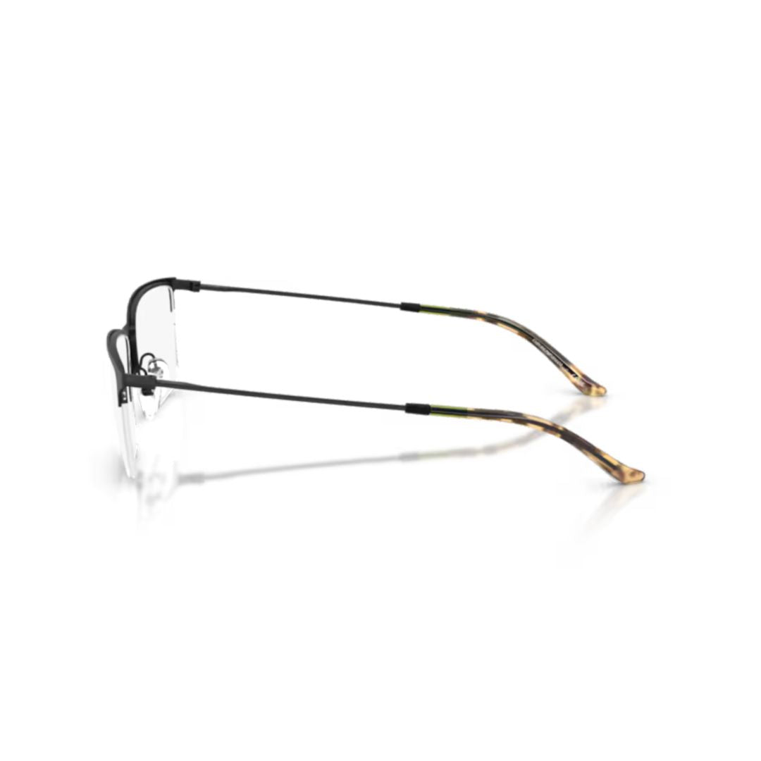 0ea1171 Rectangular Matte Black Metal Eyeglasses with Tortoiseshell Temples