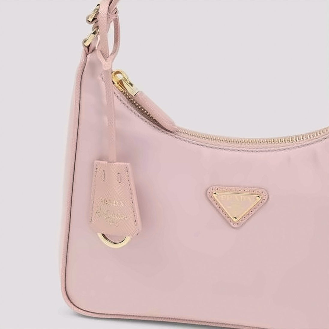 Rectangular Nylon Shoulder Bag With Leather Strap