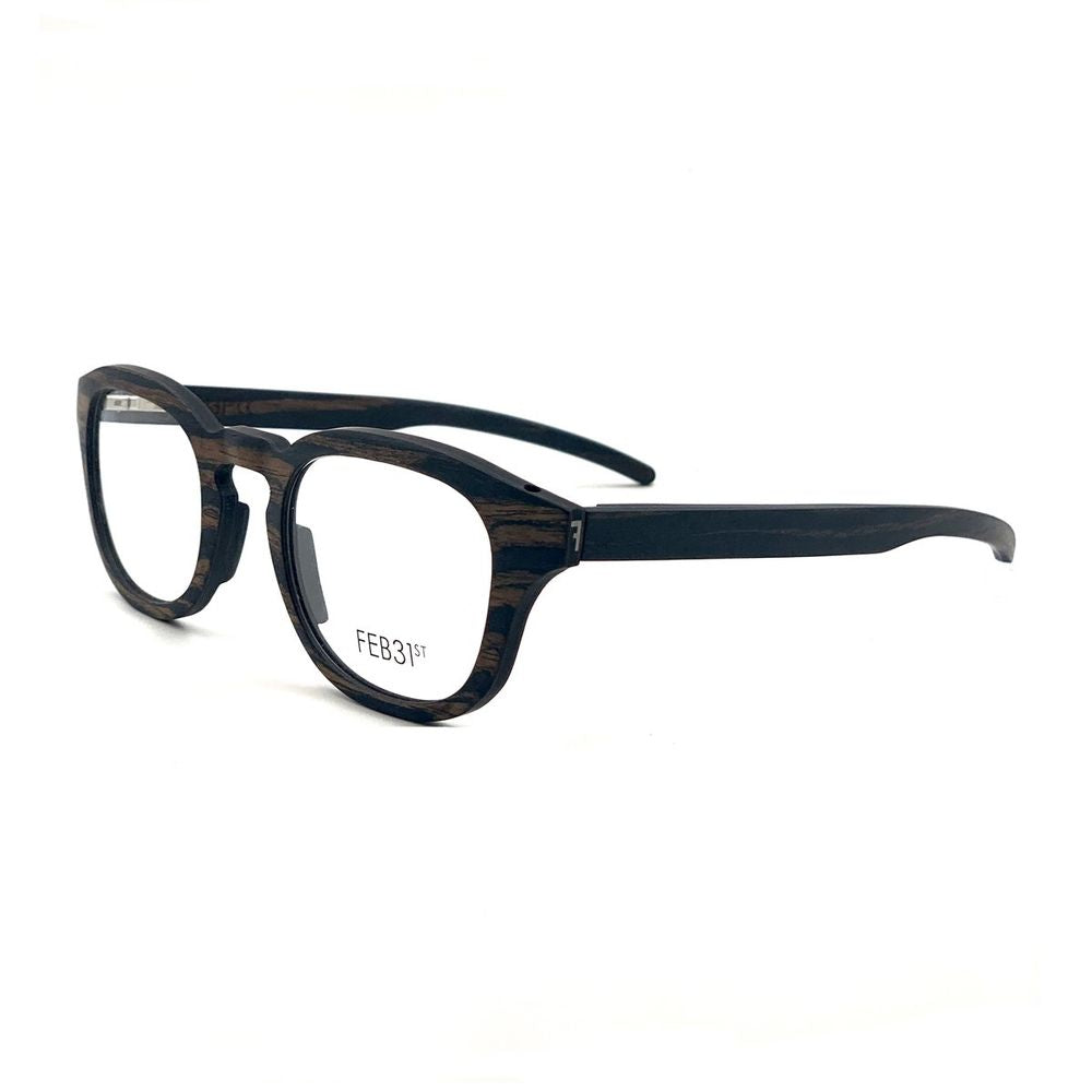Feb 31St Giano Marrone Squared Frame Wooden Eyeglasses