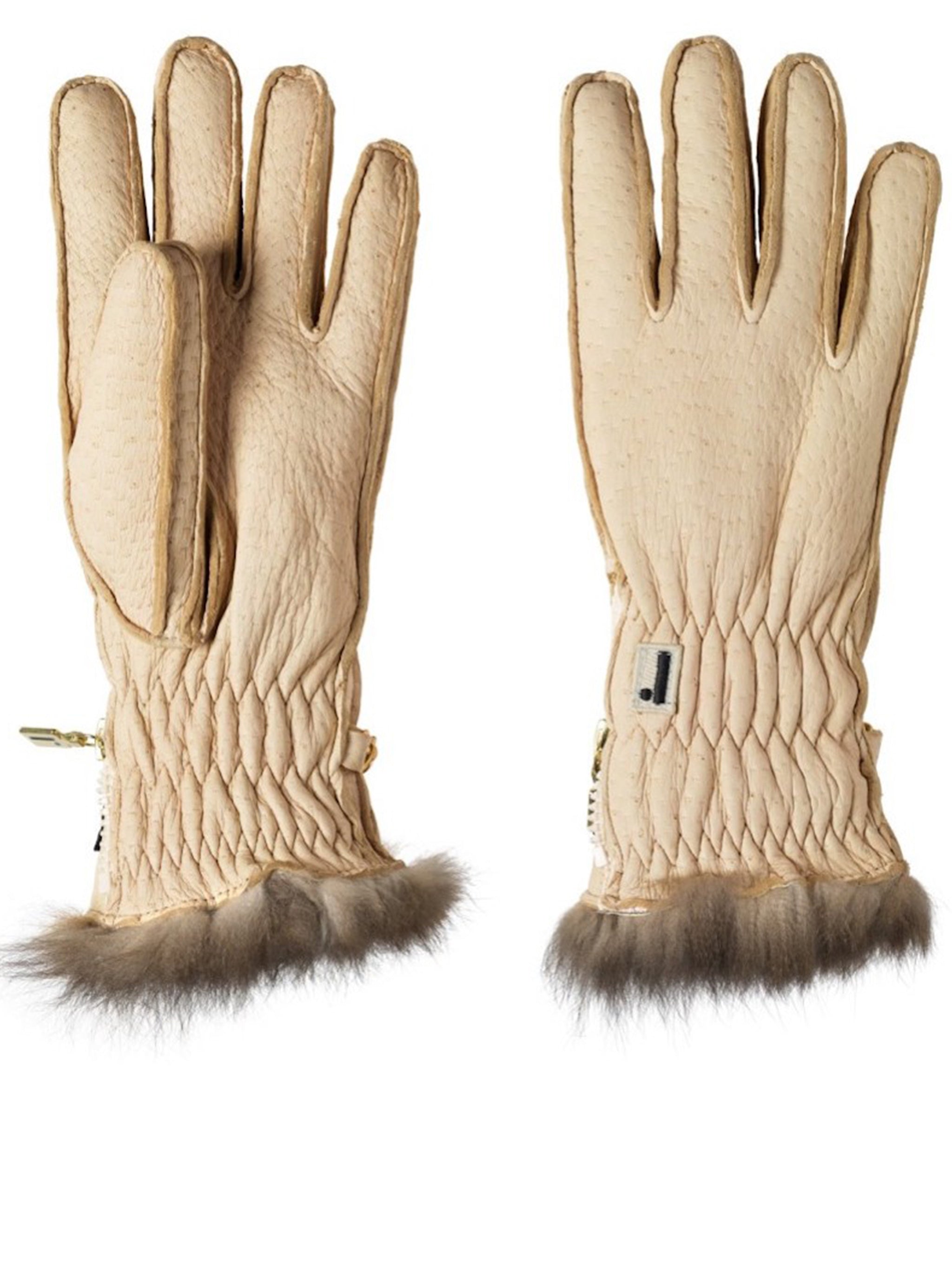 Light Beige Peccary Opossuy Gloves